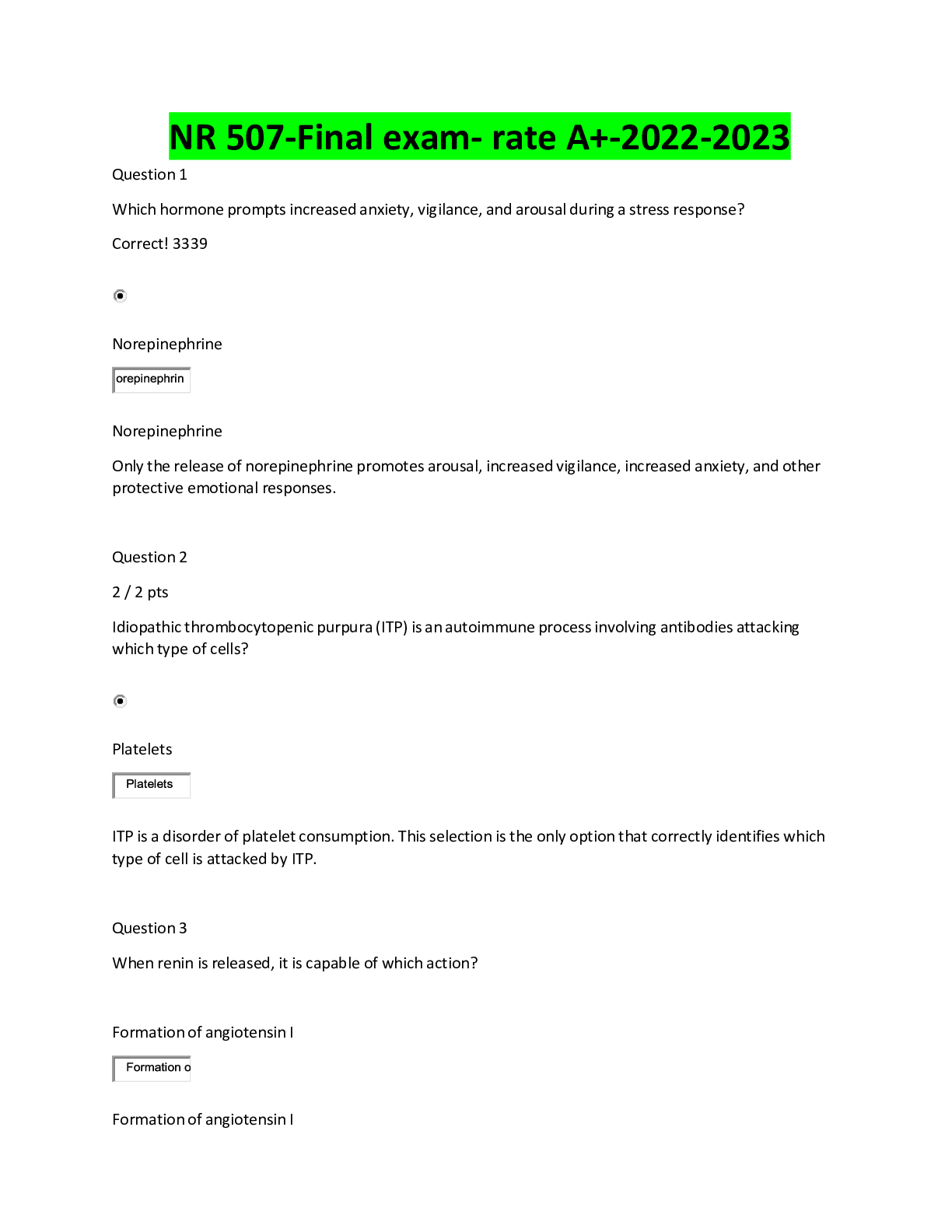 Preview image for NR 507-Final exam- rate A+-2022-2023